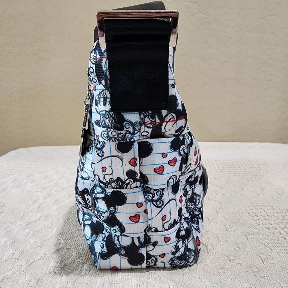 Disney Couture Mickey Minnie Sweethearts Love Black White Purse Harveys Seatbelt
